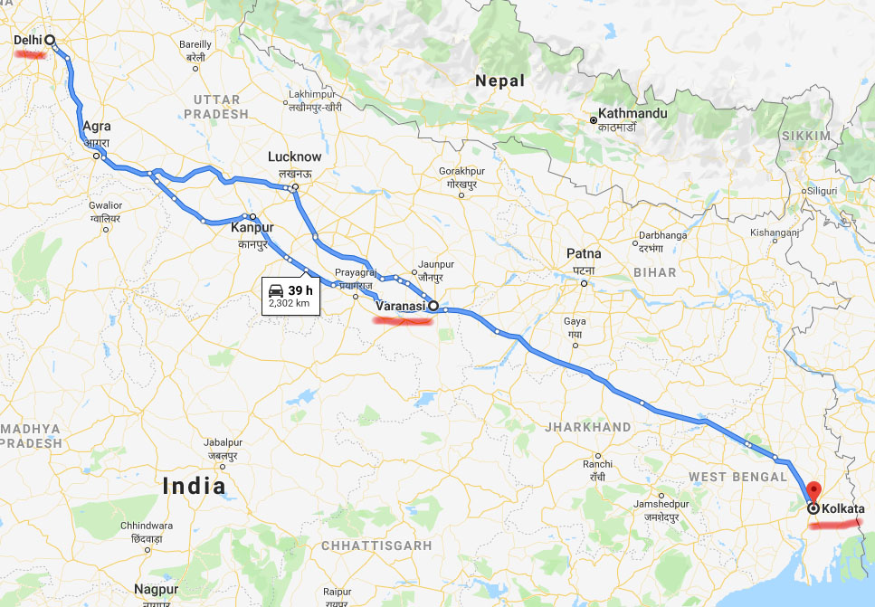 Varanasi Kolkata Delhi
